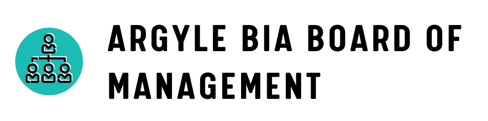 text reading, "argyle BIA board of management"