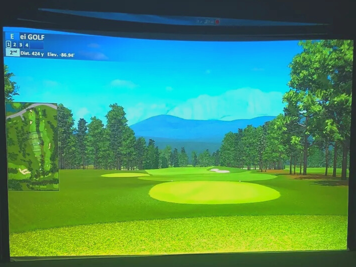 Projection of a virtual golfing game